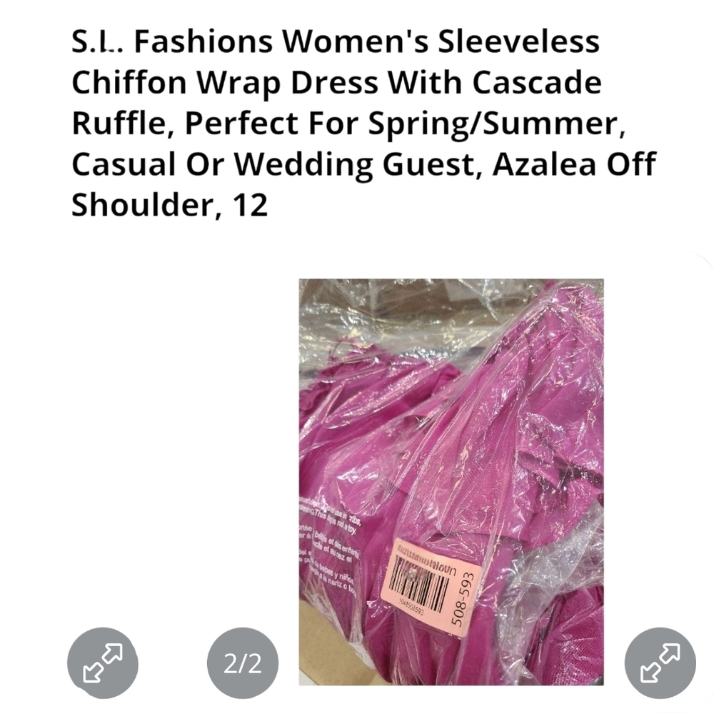 S.L. Fashions - Sz. 12 Sleeveless Chiffon Wrap Dress with Cascade Ruffle - Picture 11 of 11
